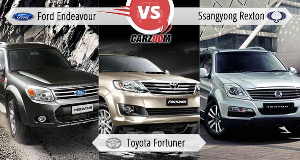 Ford Endeavour Vs Ssangyong Rexton Vs Toyota Fortuner
