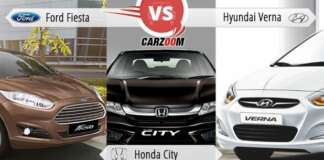 Ford Fiesta vs Honda City vs Hyndai Verna