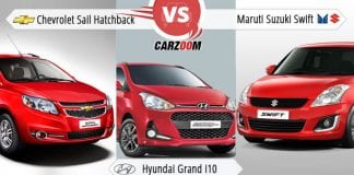Comparison of Sail Hatchback vs Hyundai Grand i10 vs Maruti Suzuki refresh Swift