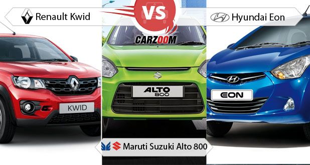 Comparison of Renault Kwid Vs Maruti Alto 800 Vs Hyundai Eon