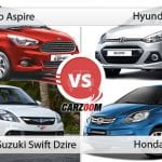 Ford Figo Aspire vs Hyundai Xcent vs Maruti Suzuki Swift Dzire vs Honda Amaze